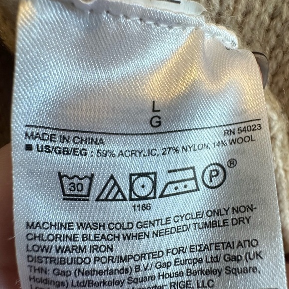 Gap open front geometric Aztec boho cardigan Large tan gray neutral 14% wool - Picture 6 of 6